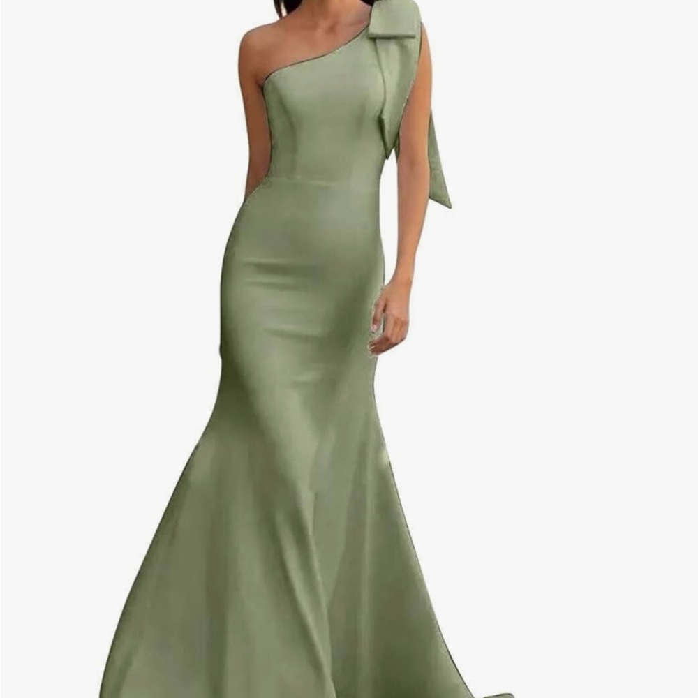 Amazon Green Asymmetrical Tie Front Gown